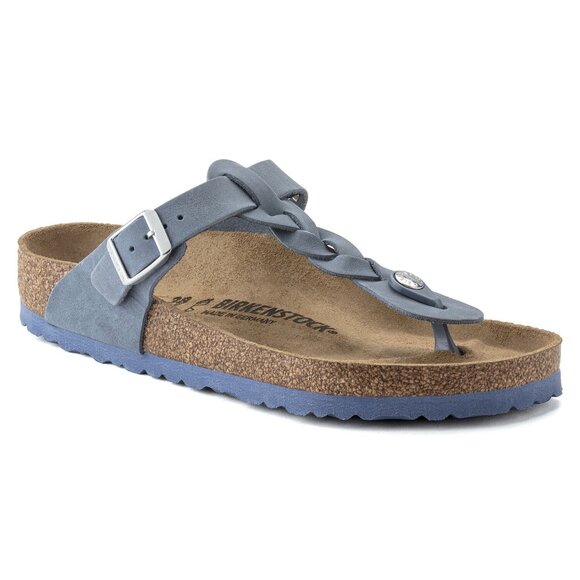 Birkenstock Gizeh Braided Sandal Dusty Blue Womens 37 US 6 Slip On Leather Boho